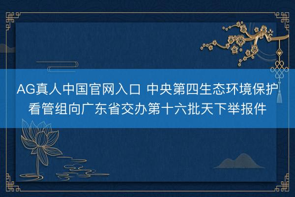 AG真人中国官网入口 中央第四生态环境保护看管组向广东省交办第十六批天下举报件