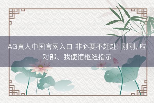 AG真人中国官网入口 非必要不赶赴! 刚刚, 应对部、我使馆枢纽指示