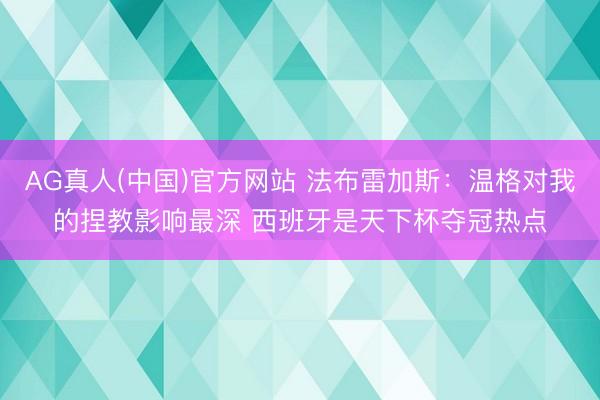 AG真人(中国)官方网站 法布雷加斯：温格对我的捏教影响最深 西班牙是天下杯夺冠热点