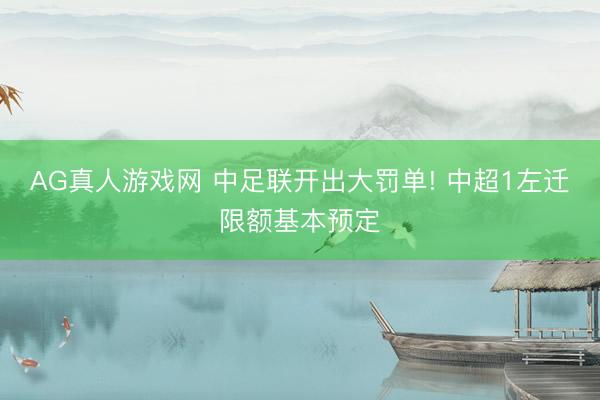 AG真人游戏网 中足联开出大罚单! 中超1左迁限额基本预定