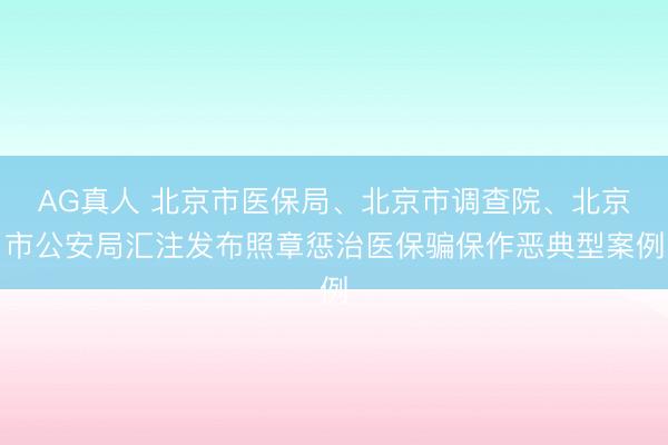 AG真人 北京市医保局、北京市调查院、北京市公安局汇注发布照章惩治医保骗保作恶典型案例