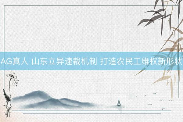 AG真人 山东立异速裁机制 打造农民工维权新形状